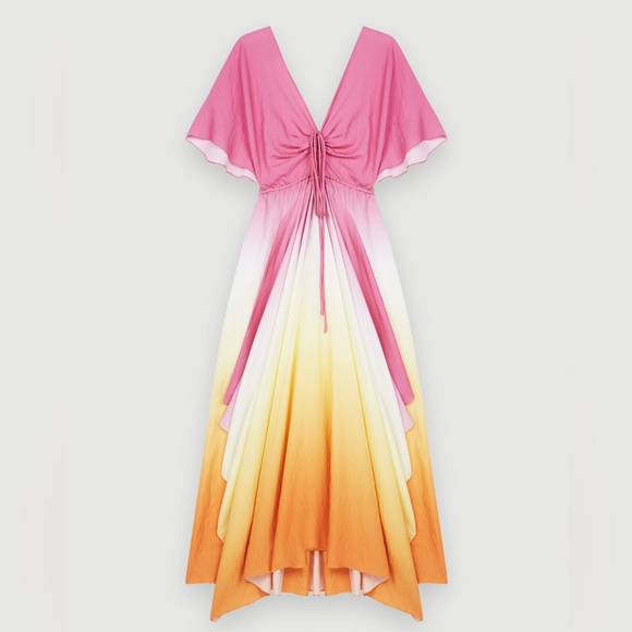 MAJE Rachelly Dip Dye Batwing Sleeve Midi Dress - Picture 5 of 12